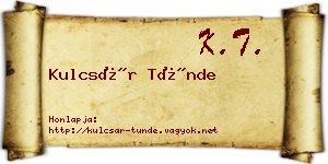 Kulcsár Tünde névjegykártya